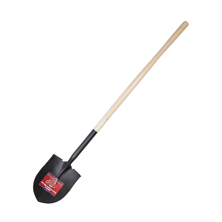 Bully Tools Round Point Shovel, 14 ga Steel Blade, Wood Handle 52515